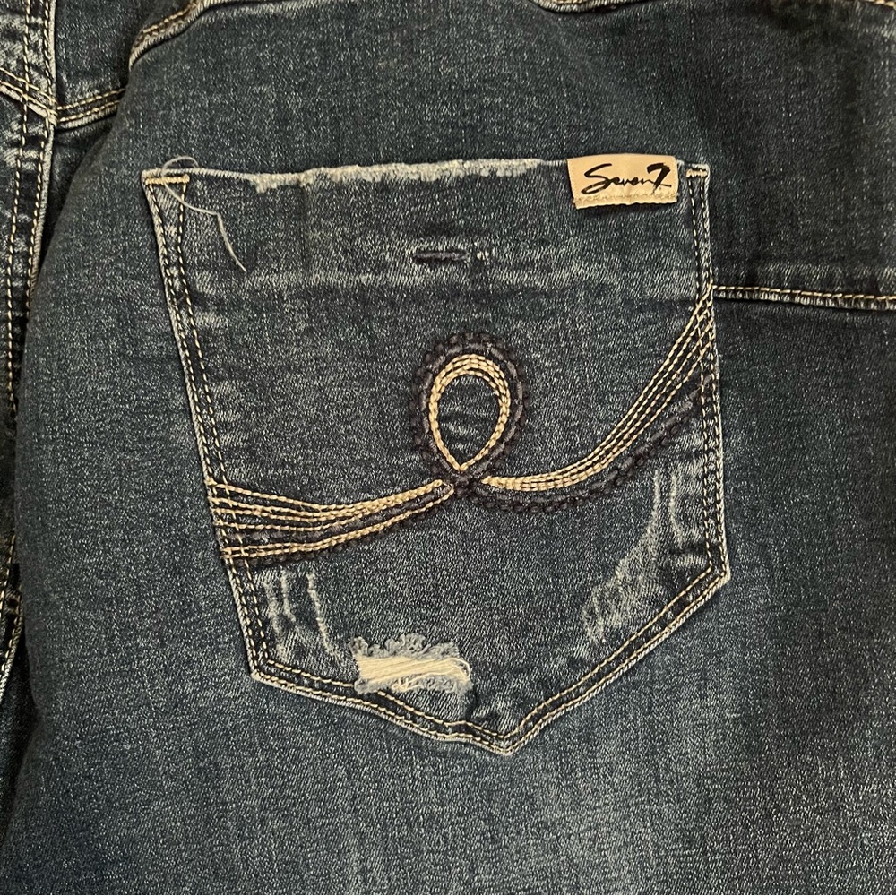 Seven7 Booty Shaper Dark Blue Jean Shorts - Picture 8 of 10